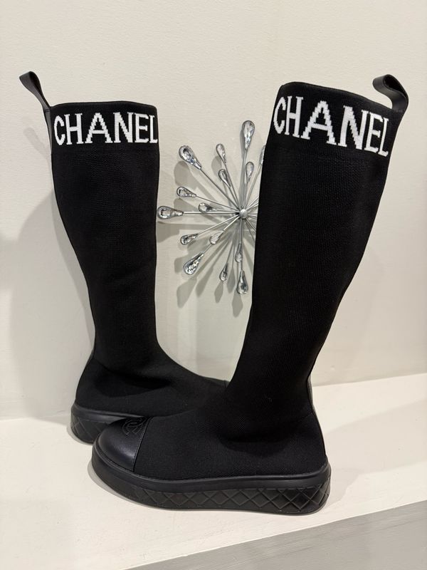 Chanel Black Sock Boots 8