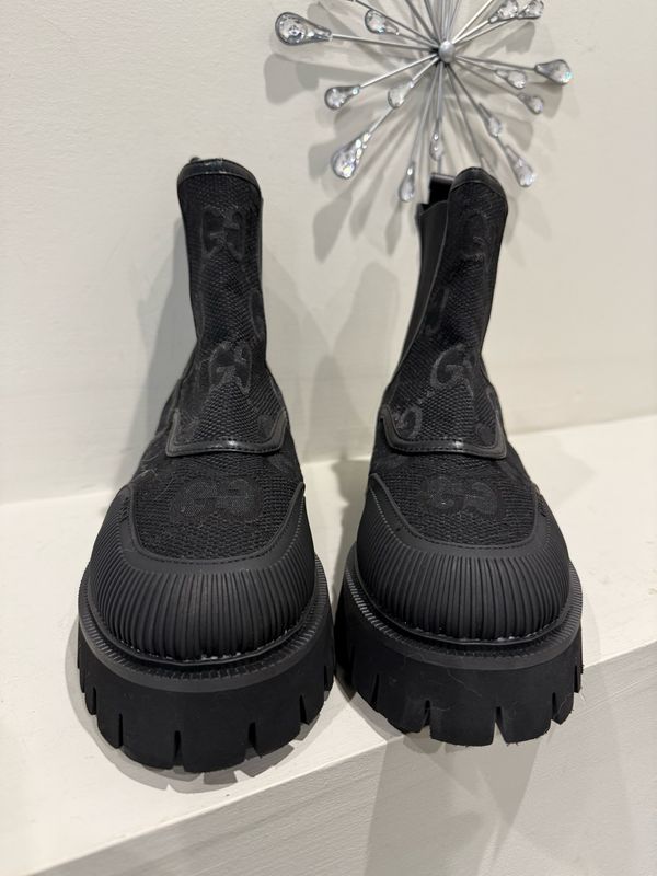 Gucci Black Mono Boots 8