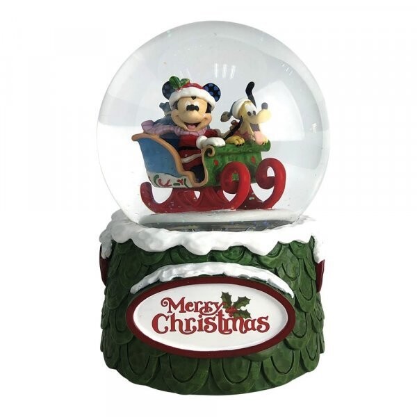 Disney Traditions Schneekugel Mickey & Pluto "Laughing all the way"
