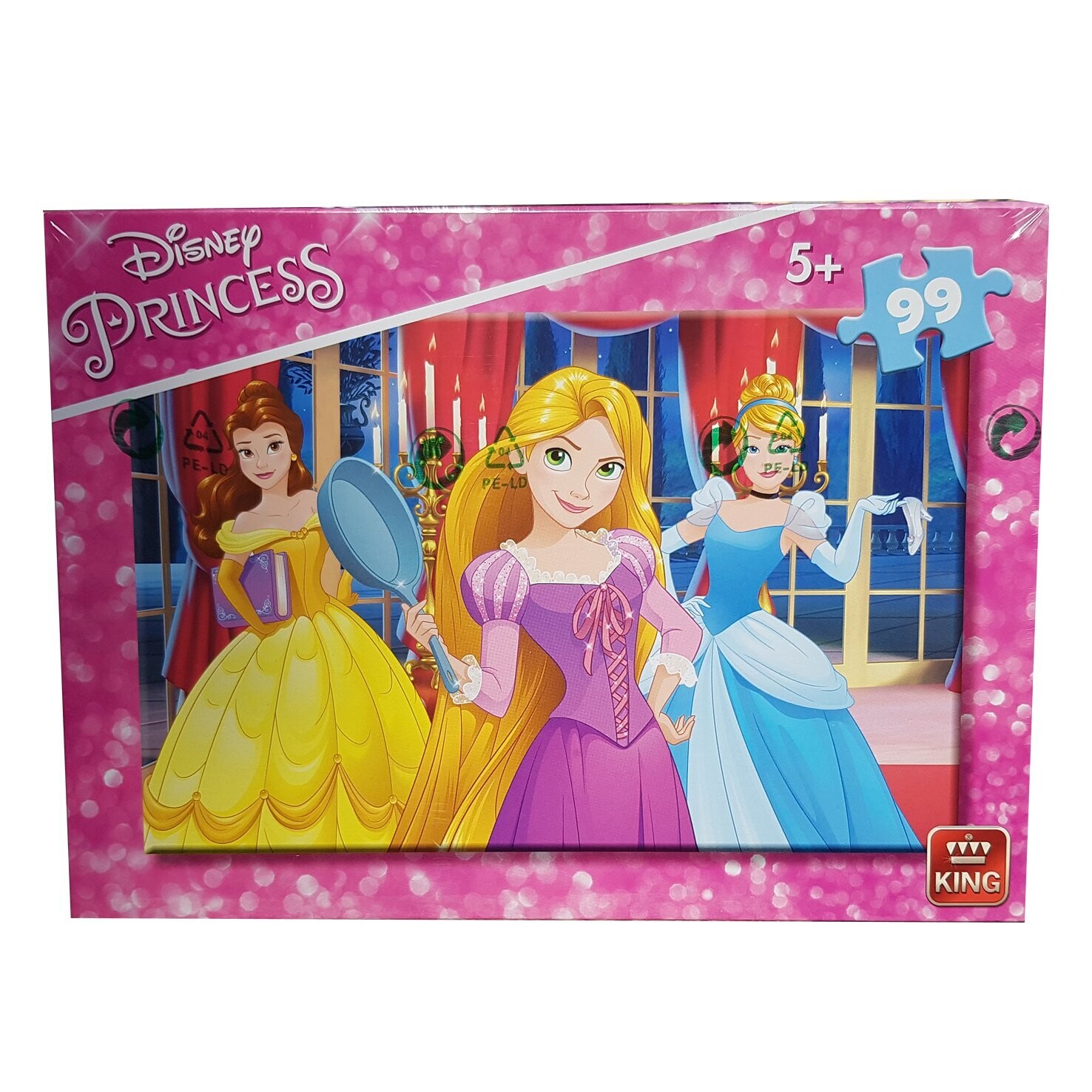 King Puzzle Disney Princess Belle, Rapunzel und Cinderella