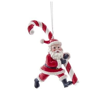 Kurt S. Adler hanging ornament Santa with candy cane Kurt S. Adler hanging ornament Santa with candy cane