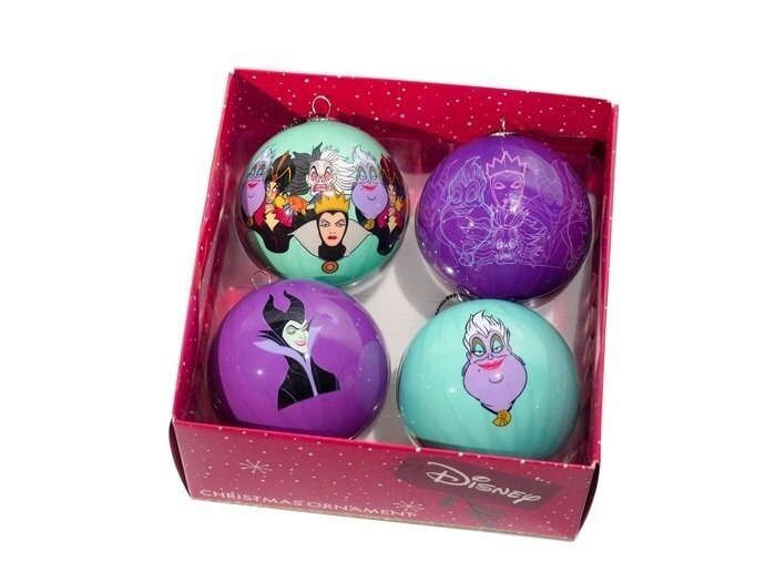 Disney 4er-Set Weihnachtskugeln Villains