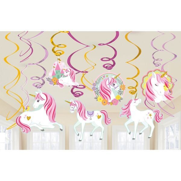 12er Set Dekospiralen Magisches Einhorn 12er Set Dekospiralen Magisches Einhorn