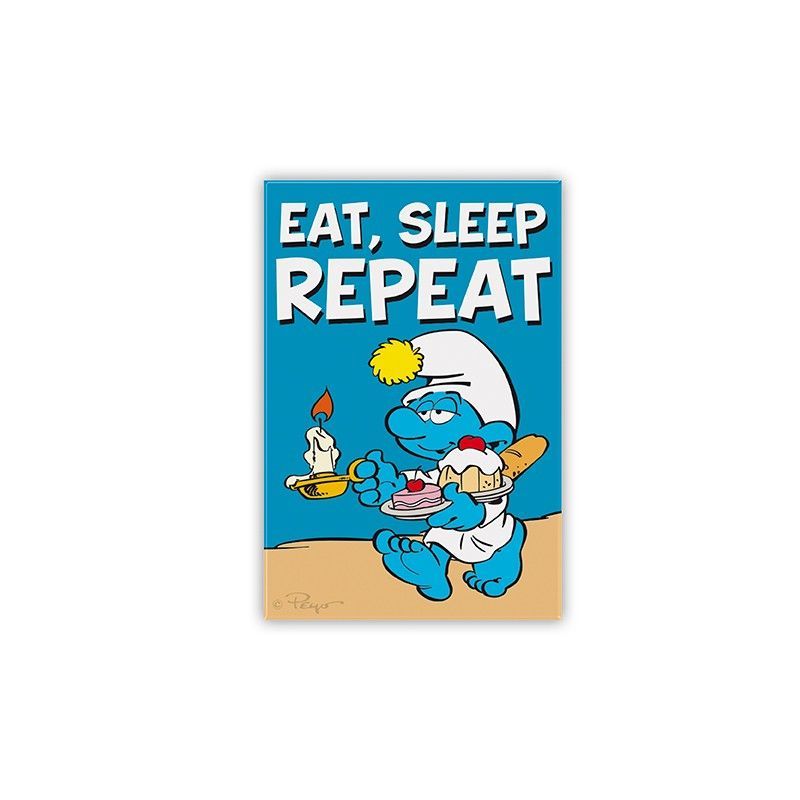 Schlümpfe Magnet "Eat, sleep, repeat"
