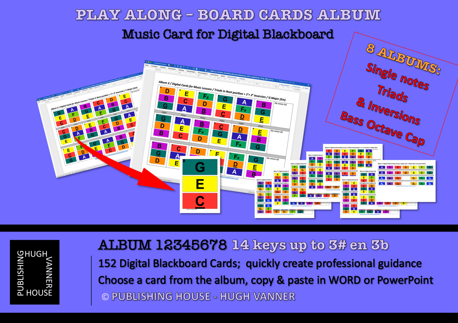 Play Along - 8 Albums with 150+ Digital Blackboard Cards for BoomWhackers and other Melodic Percussion