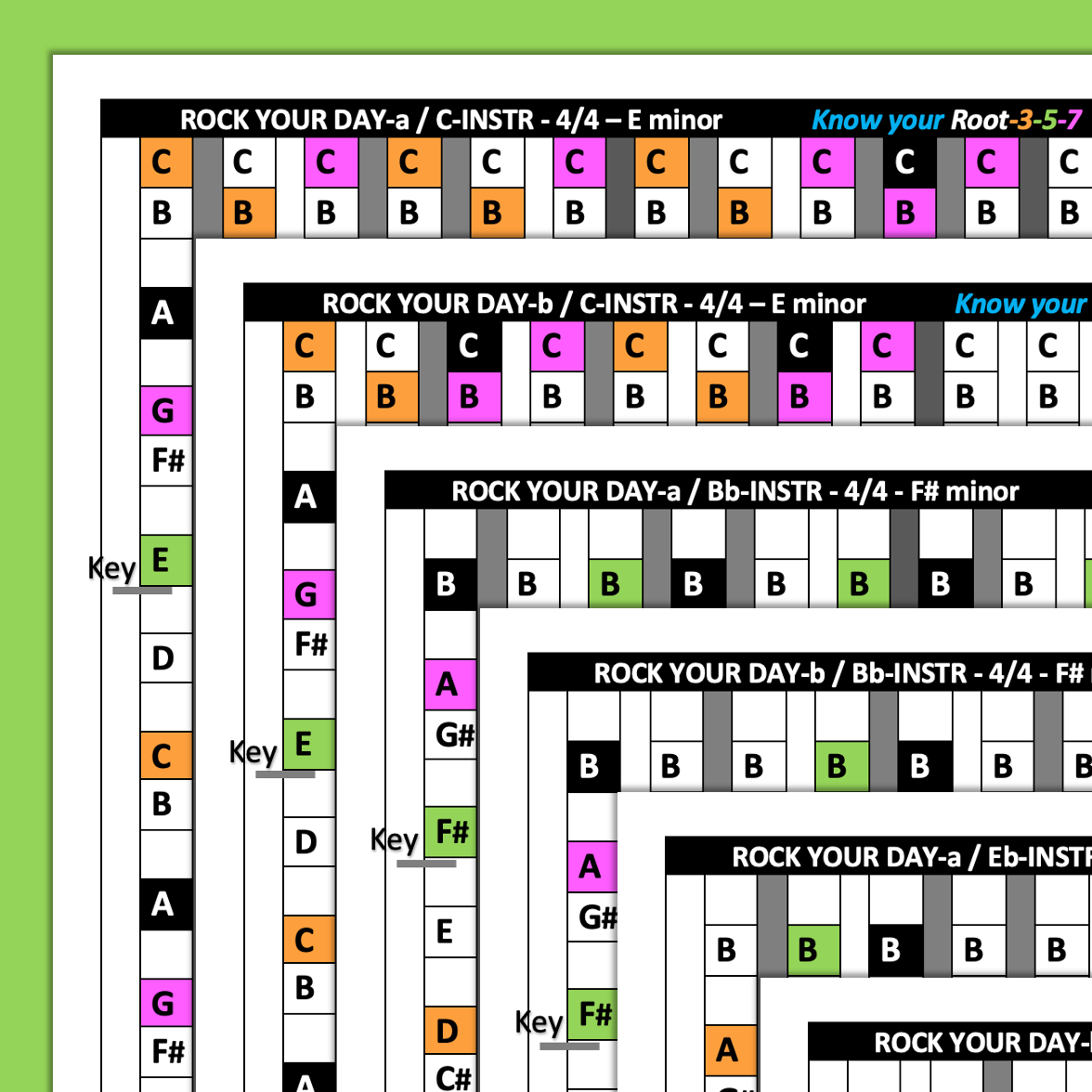 ROCK YOUR DAY (6) 4C4M4 / C-Bb-Eb-Instruments / ABAB