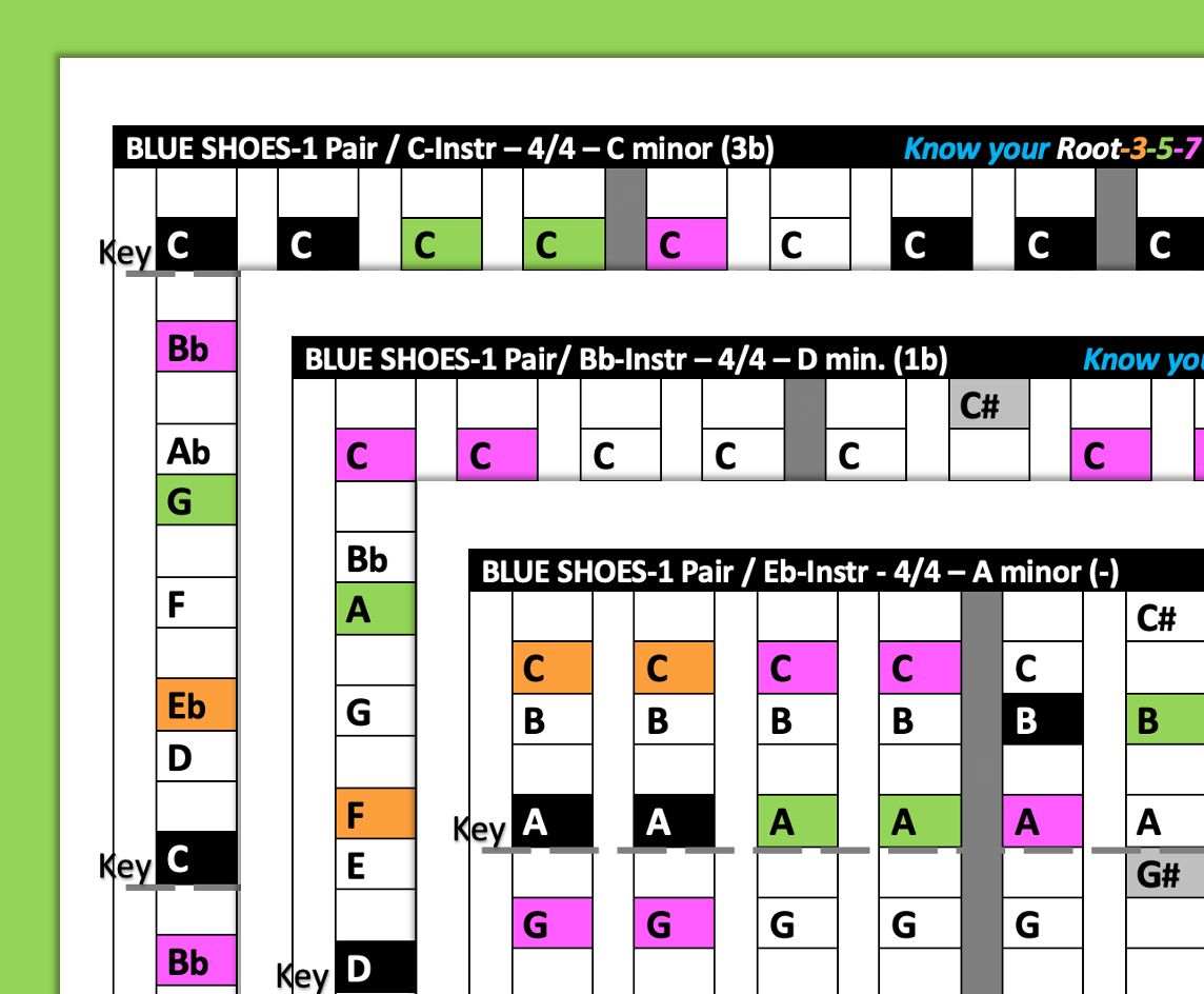 BLUE SHOES -1Pair 4C8M (3) / C-Bb-Eb-Instruments