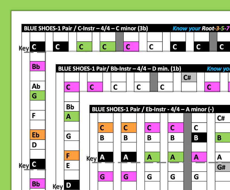 BLUE SHOES -1Pair 4C8M (3) / C-Bb-Eb-Instruments