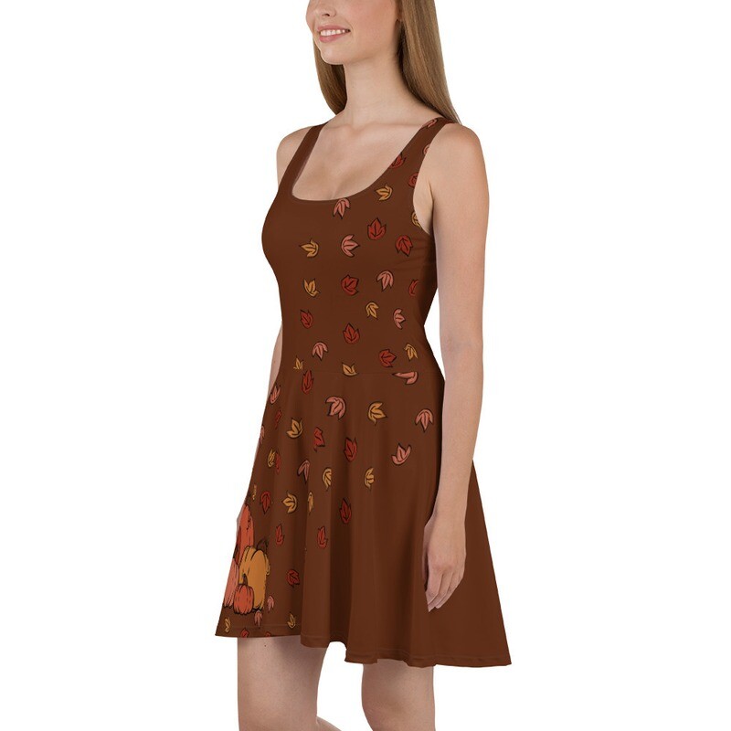 Falling Leaves Pumpkin Skater Dress