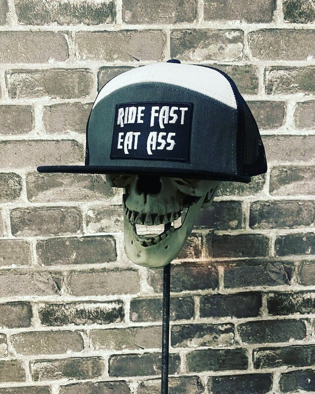 RIDE FAST EAT ASS-GRAY AND WHITE - PATCH  - SNAP BACK