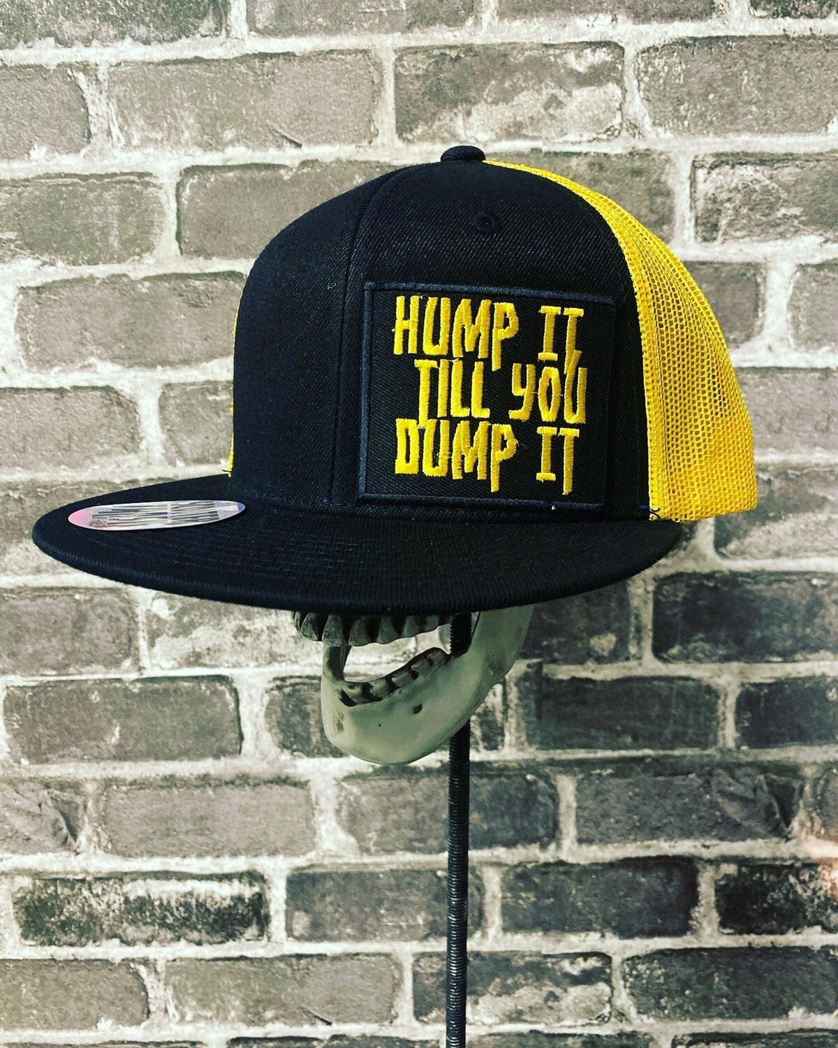 HUMP IT TILL YOU DUMP IT- YELLOW/GOLD MESH - PATCH  - SNAP BACK