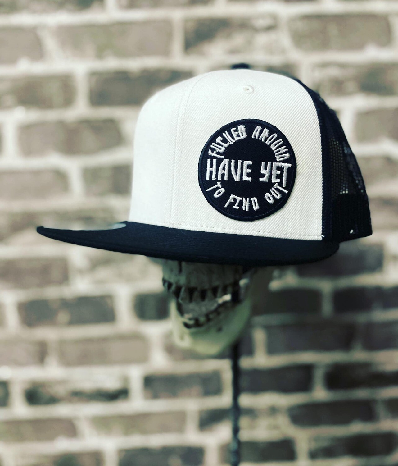 FUCKED AROUND HAVE YET TO FIND OUT- WHITE BLACK MESH - PATCH  - SNAP BACK