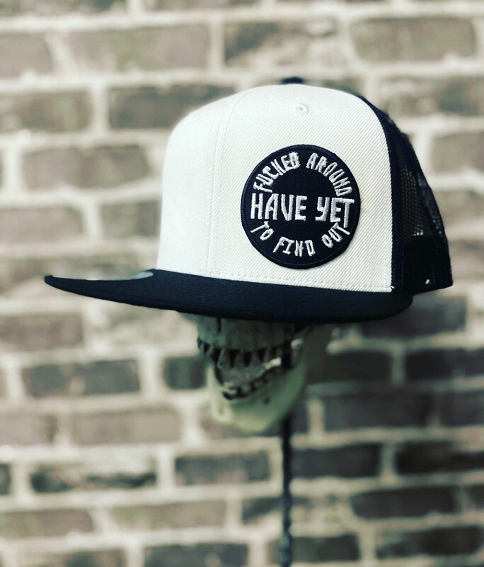 FUCKED AROUND HAVE YET TO FIND OUT- WHITE BLACK MESH - PATCH  - SNAP BACK