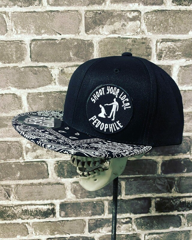 SHOOT YOUR LOCAL PEDO- BLACK/BLACK BANDANNA - PATCH  - SNAP BACK