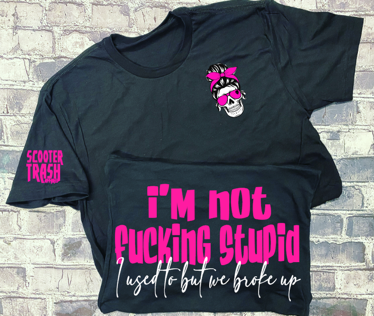 I&#39;M NOT FUCKING STUPID I USED TO BUT WE BROKE UP-  T-SHIRT