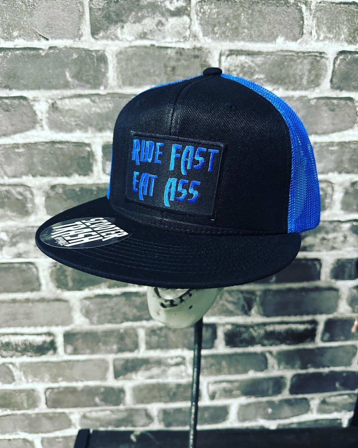 RIDE FAST EAT ASS- BLUE MESH - PATCH  - SNAP BACK