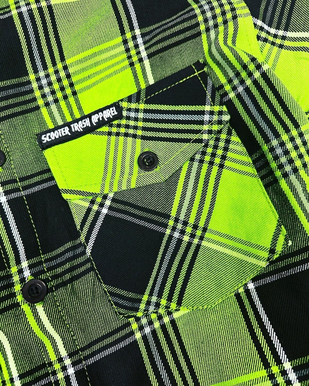 LIME GREEN/ WHITE/ BLACK- FLANNEL, MEN SIZE: SMALL