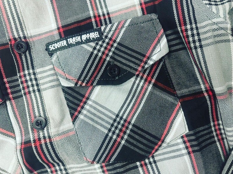GRAY/BLACK/RED PIN STRIPE- FLANNEL
