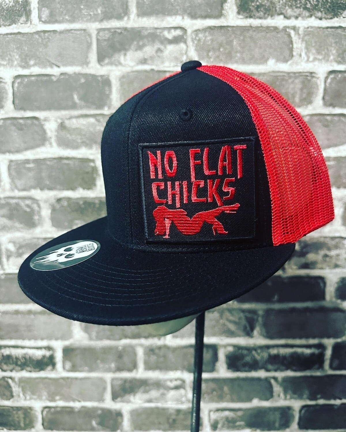 NO FLAT CHICKS- RED MESH - PATCH  - SNAP BACK