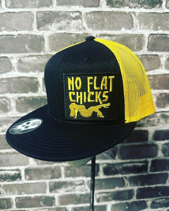 NO FLAT CHICKS- YELLOW/GOLD MESH - PATCH  - SNAP BACK