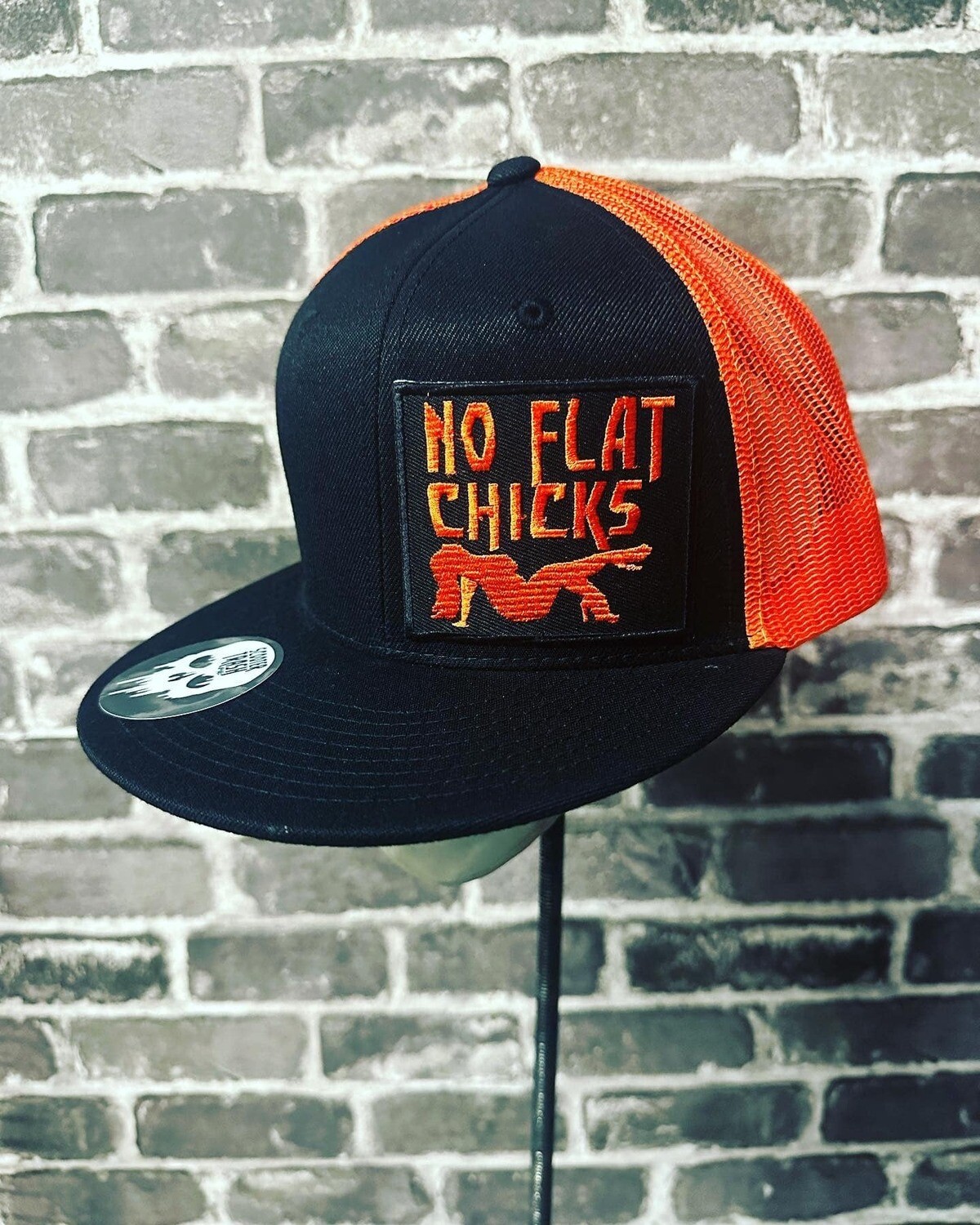NO FLAT CHICKS- ORANGE MESH - PATCH  - SNAP BACK