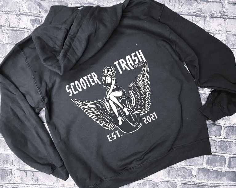 PIN UP GIRL ON WHEEL LOGO - HOODIE