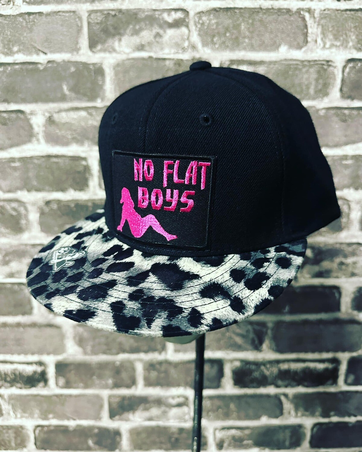 NO FLAT BOYS- HOT PINK BILL -CHEETAH PRINT BILL - SNAP BACK
