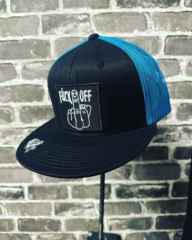 FUCK OFF- BLACK BLUE MESH BACK - PATCH  - SNAP BACK