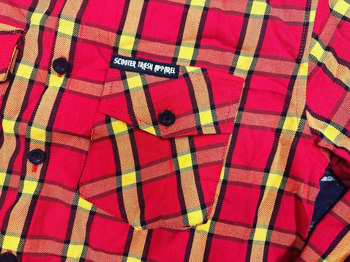 PRE ORDER - RIDING JACKET WITH PADS - RED/GOLD/BLACK FLANNEL