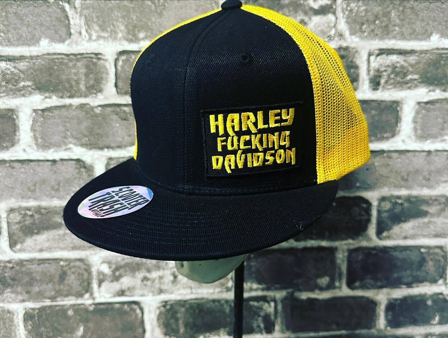 HARLEY FUCKING DAVIDSON- YELLOW/GOLD  MESH - PATCH  - SNAP BACK