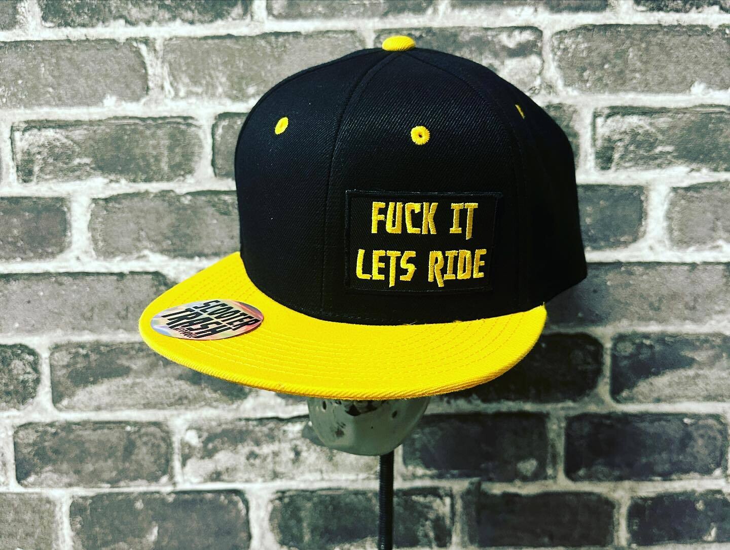FUCK IT LETS RIDE - BLACK YELLOW BILL - SNAP BACK