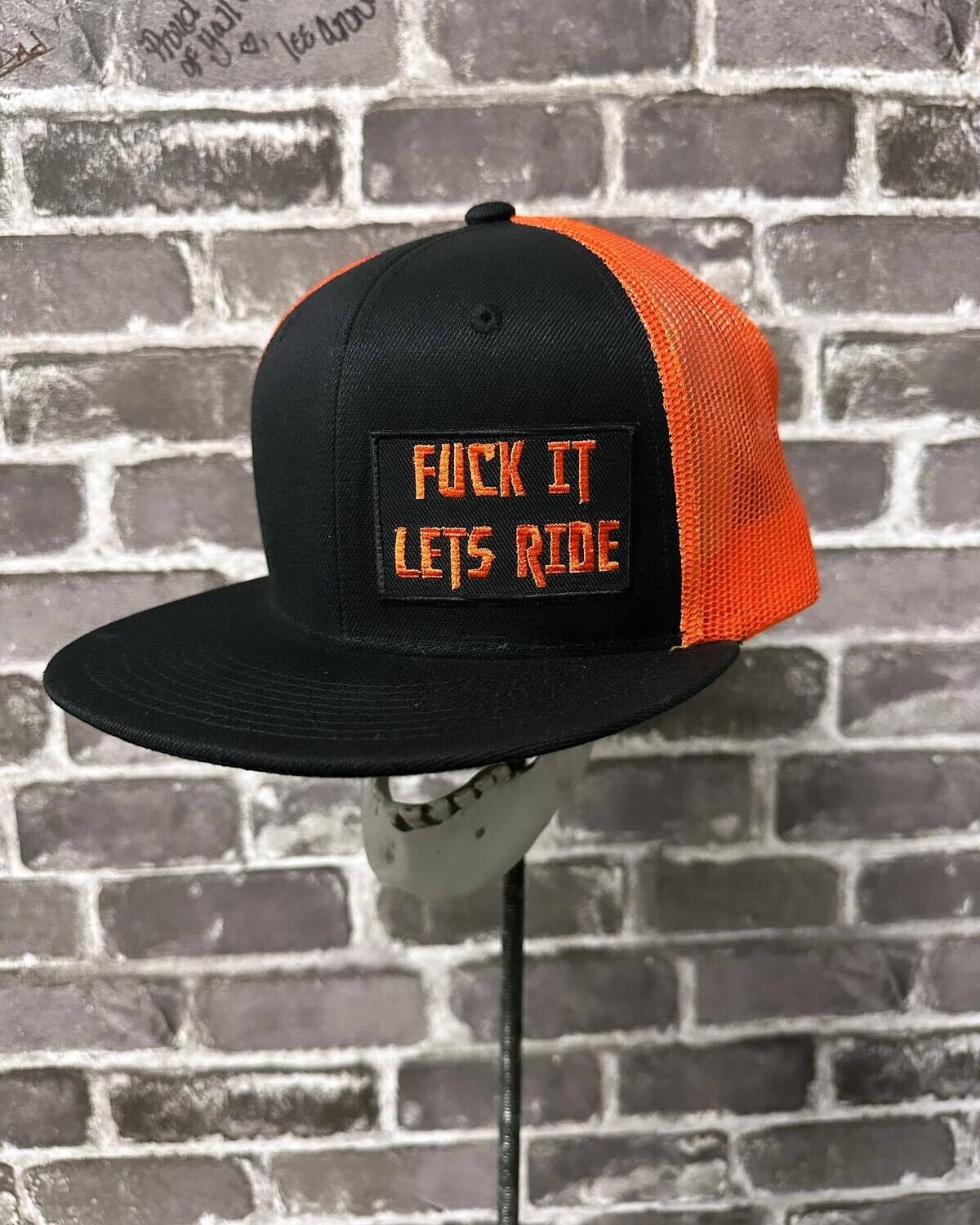 FUCK IT LETS RIDE- ORANGE MESH - PATCH - SNAP BACK