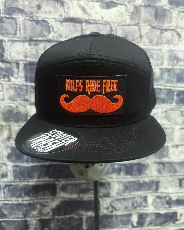 MILFS RIDE FREE -ORANGE - PATCH - SOLID BLACK- SNAP BACK