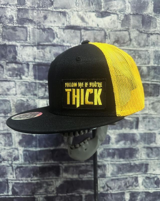 FOLLOW ME IF YOUR THICK- YELLOW/GOLD MESH - PATCH  - SNAP BACK