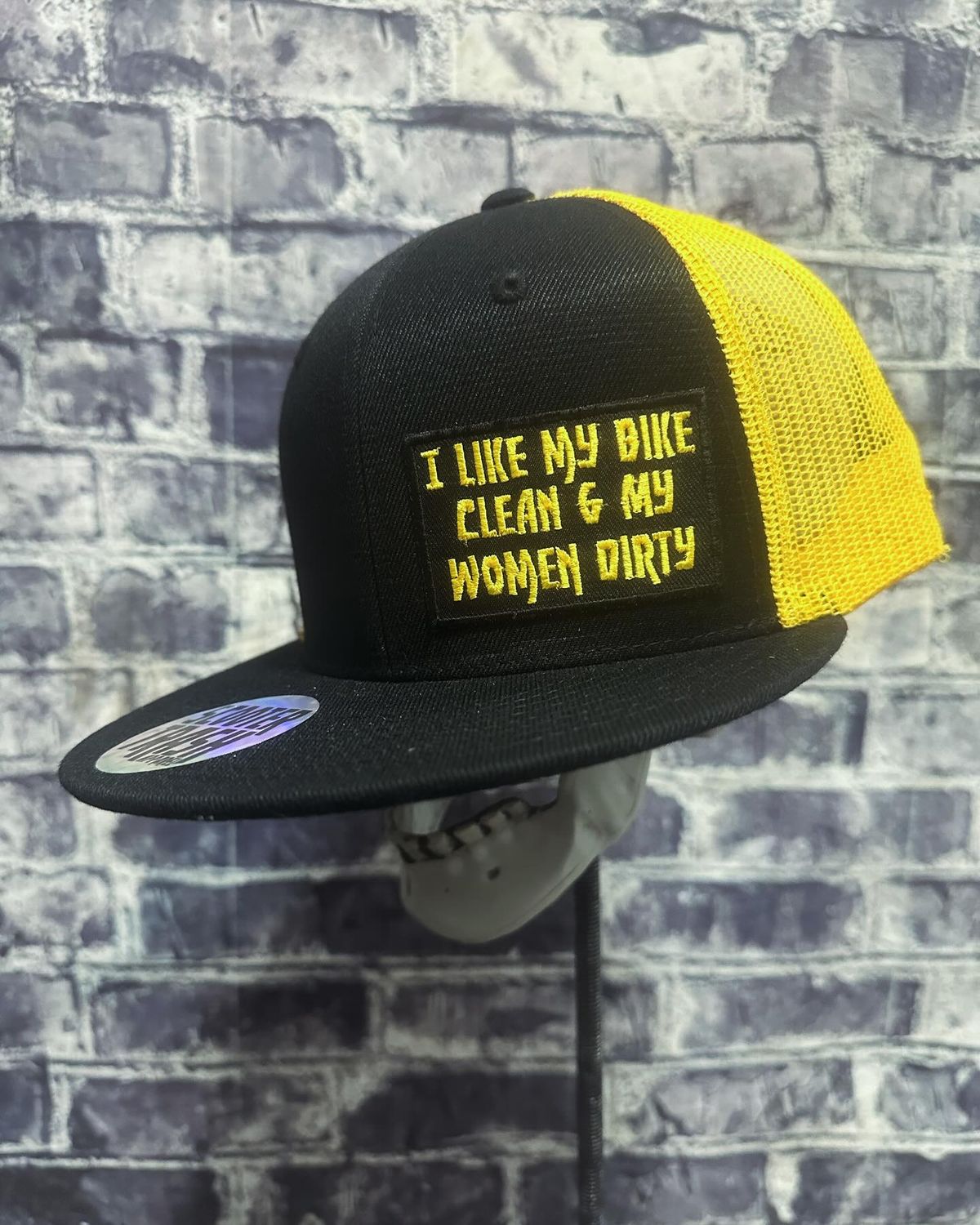 ALWAYS RIDIN NEVER HIDIN - YELLOW/GOLD MESH BACK- PATCH - SNAP BACK