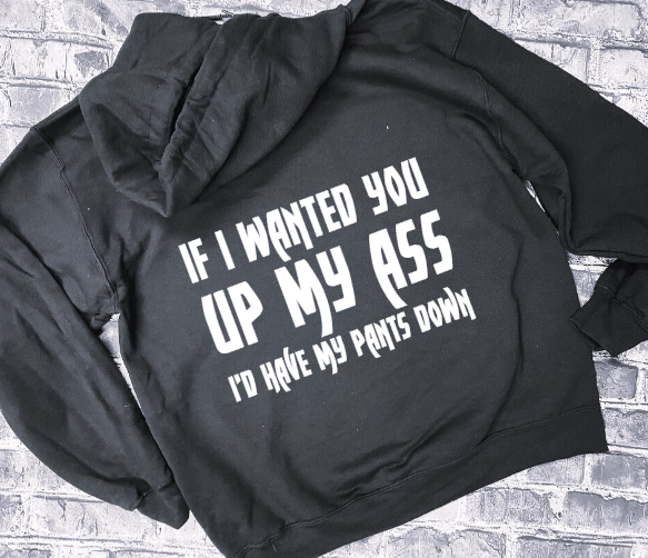 IF I WANTED YOU UP MY ASS I&#39;D HAVE MY PANTS DOWN - HOODIE