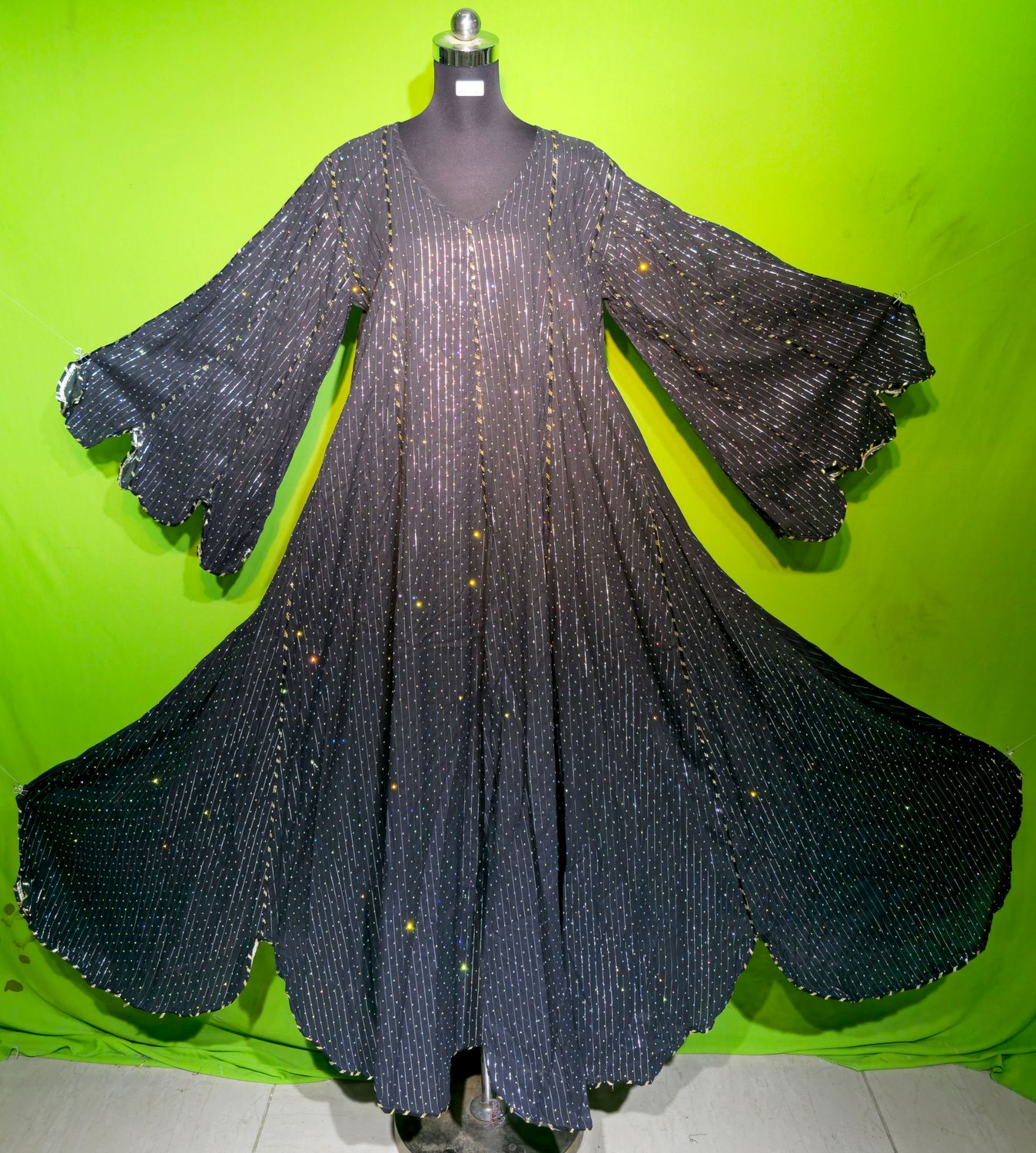 S-M Crystal Lurex Meher Dress 100% Cotton 57&quot; Inches Long Jalabiya