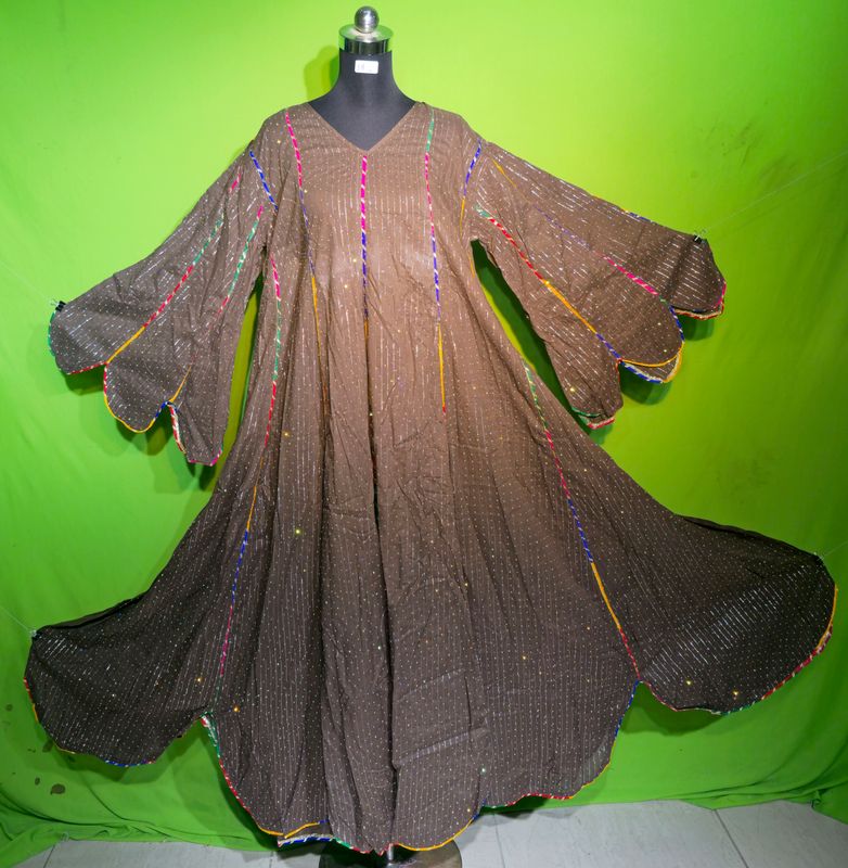 L-XL Crystal Lurex Meher Dress 100% Cotton 57&quot; Inches Long Jalabiya