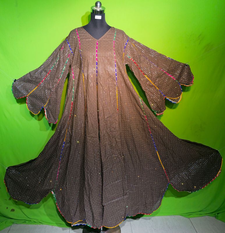 XS Crystal Lurex Meher Dress 100% Cotton 54&quot; Inches Long Jalabiya