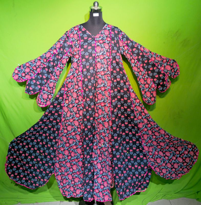 S-M Crystal Multi Meher Dress 100% Cotton 57&quot; Inches Long Jalabiya