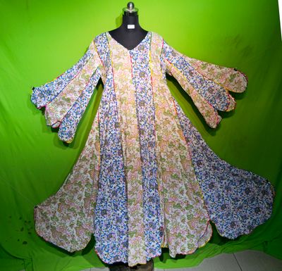 L-XL Crystal Multi Meher Dress 100% Cotton 57&quot; Inches Long Jalabiya