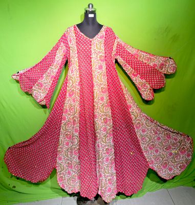 L-XL Crystal Multi Meher Dress 100% Cotton 57&quot; Inches Long Jalabiya