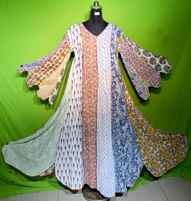 L-XL Crystal Multi Meher Dress 100% Cotton 57&quot; Inches Long Jalabiya