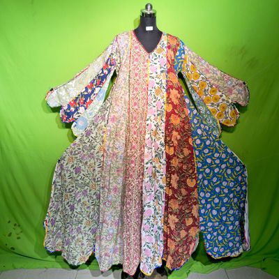 L-XL Crystal Multi Meher Dress 100% Cotton 57&quot; Inches Long Jalabiya