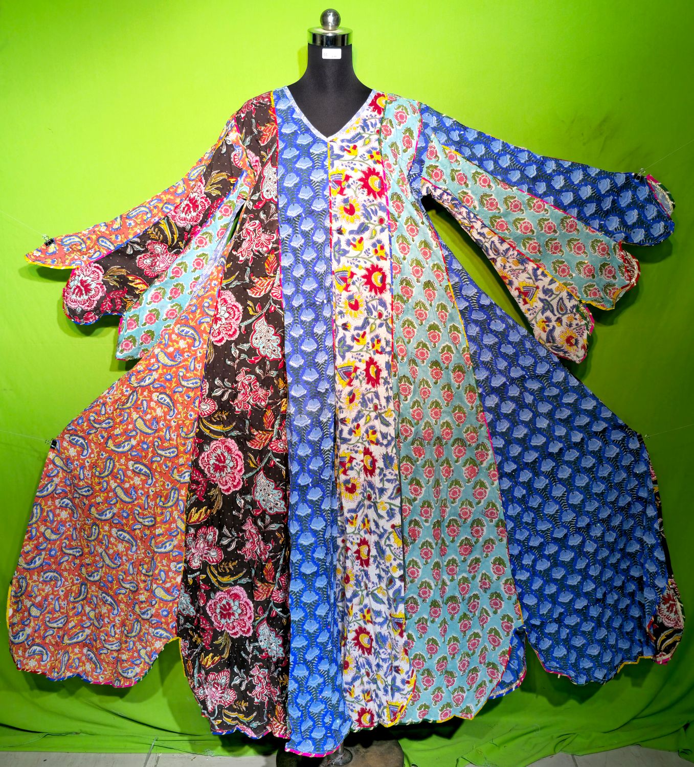 L-XL Crystal Multi Meher Dress 100% Cotton 57&quot; Inches Long Jalabiya
