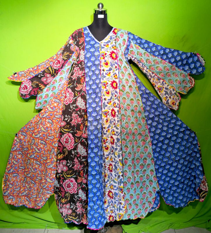 L-XL Crystal Multi Meher Dress 100% Cotton 57&quot; Inches Long Jalabiya