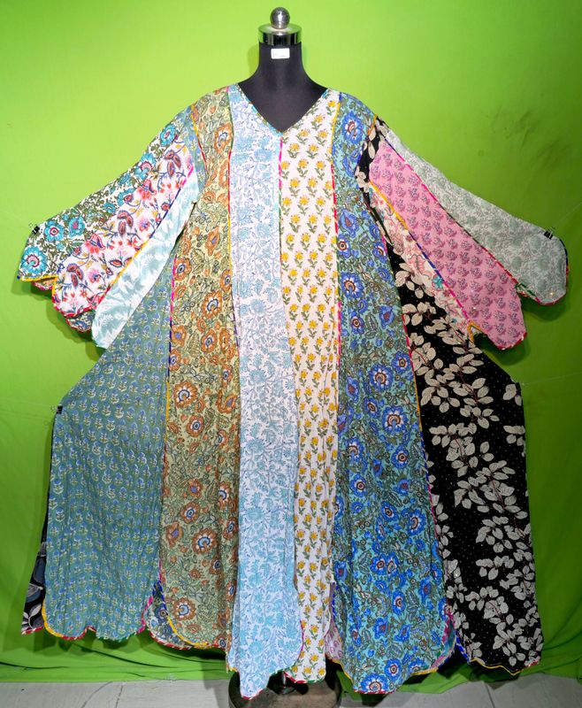 L-XL Crystal Multi Meher Dress 100% Cotton 57&quot; Inches Long Jalabiya