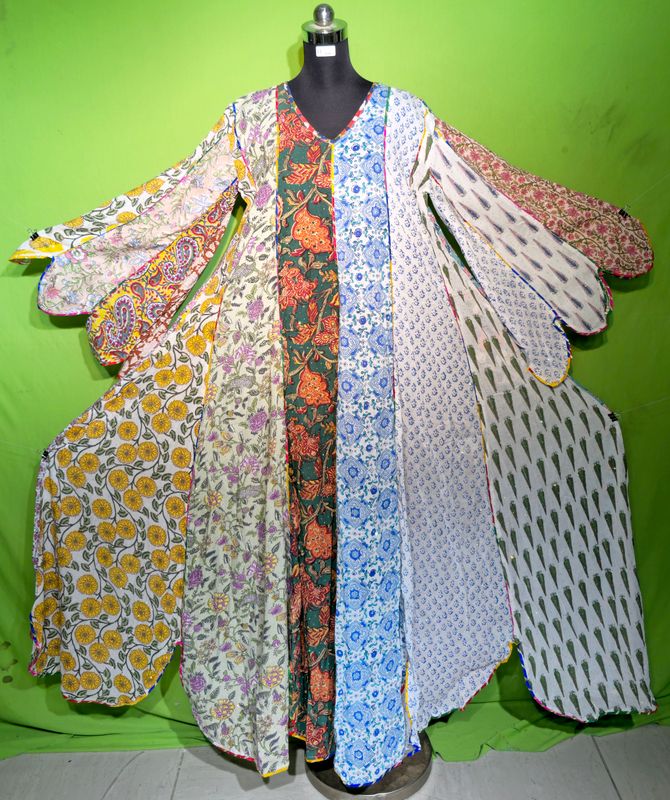 L-XL Crystal Multi Meher Dress 100% Cotton 57&quot; Inches Long Jalabiya