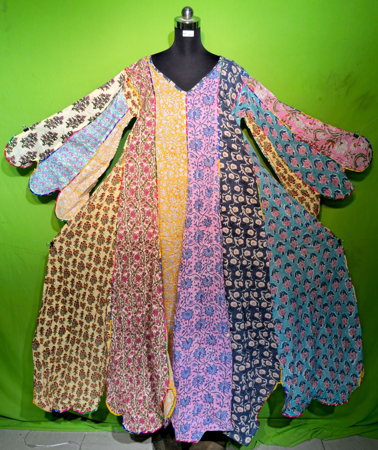 L-XL Crystal Multi Meher Dress 100% Cotton 57&quot; Inches Long Jalabiya