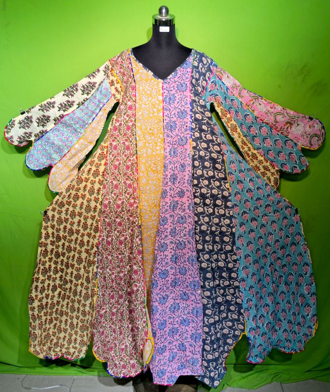 L-XL Crystal Multi Meher Dress 100% Cotton 57&quot; Inches Long Jalabiya